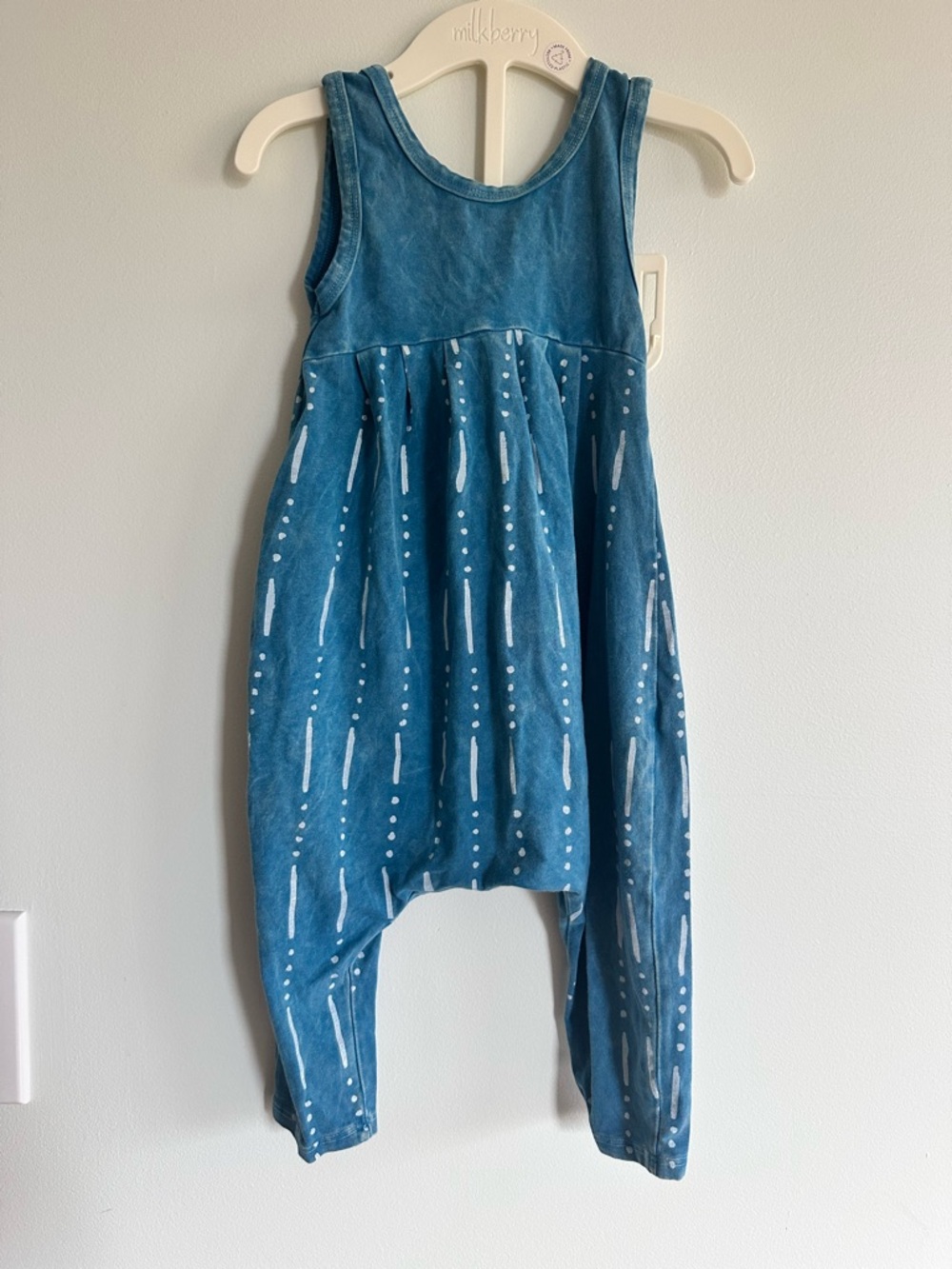 Little Urban Apparel Tie Dye Teal Blue Kids Tank Romper with Design Print